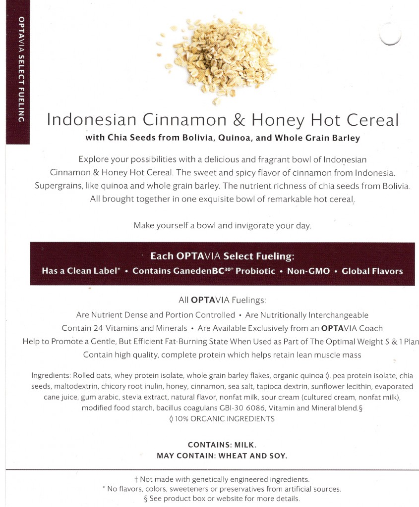 Indonesian Cinnamon & Honey Hot Cereal-Back