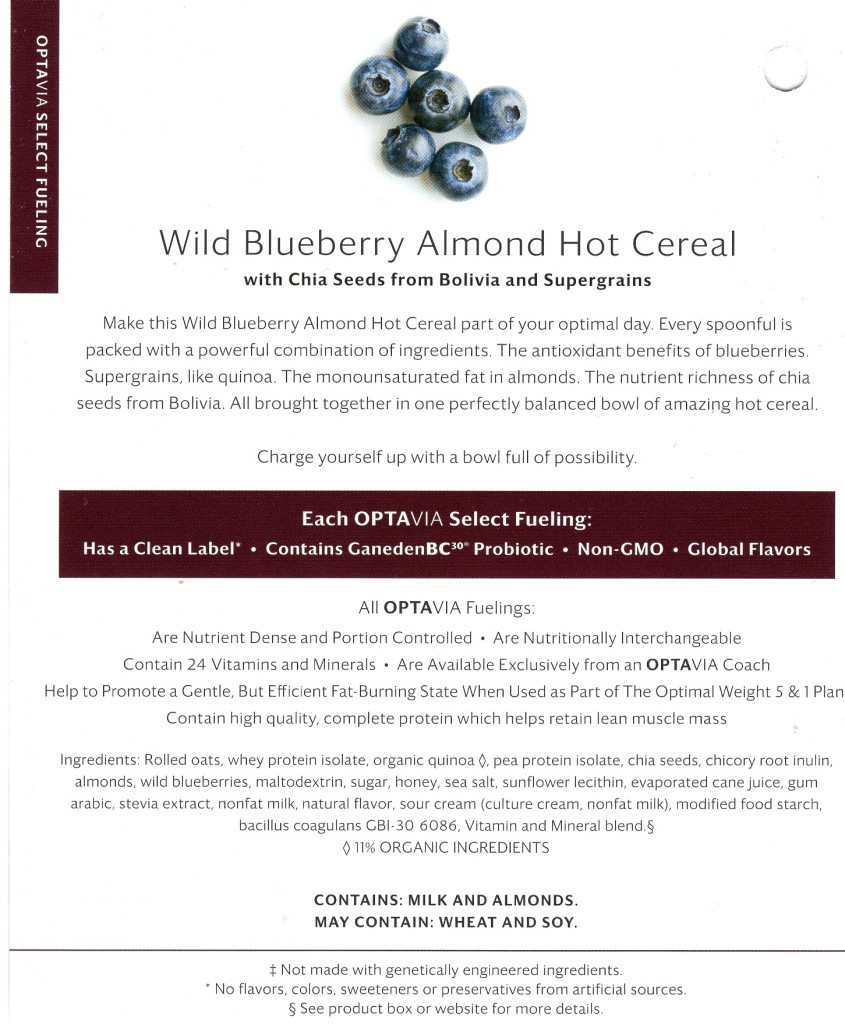 Wild Blueberry Almond Hot Cereal-Back